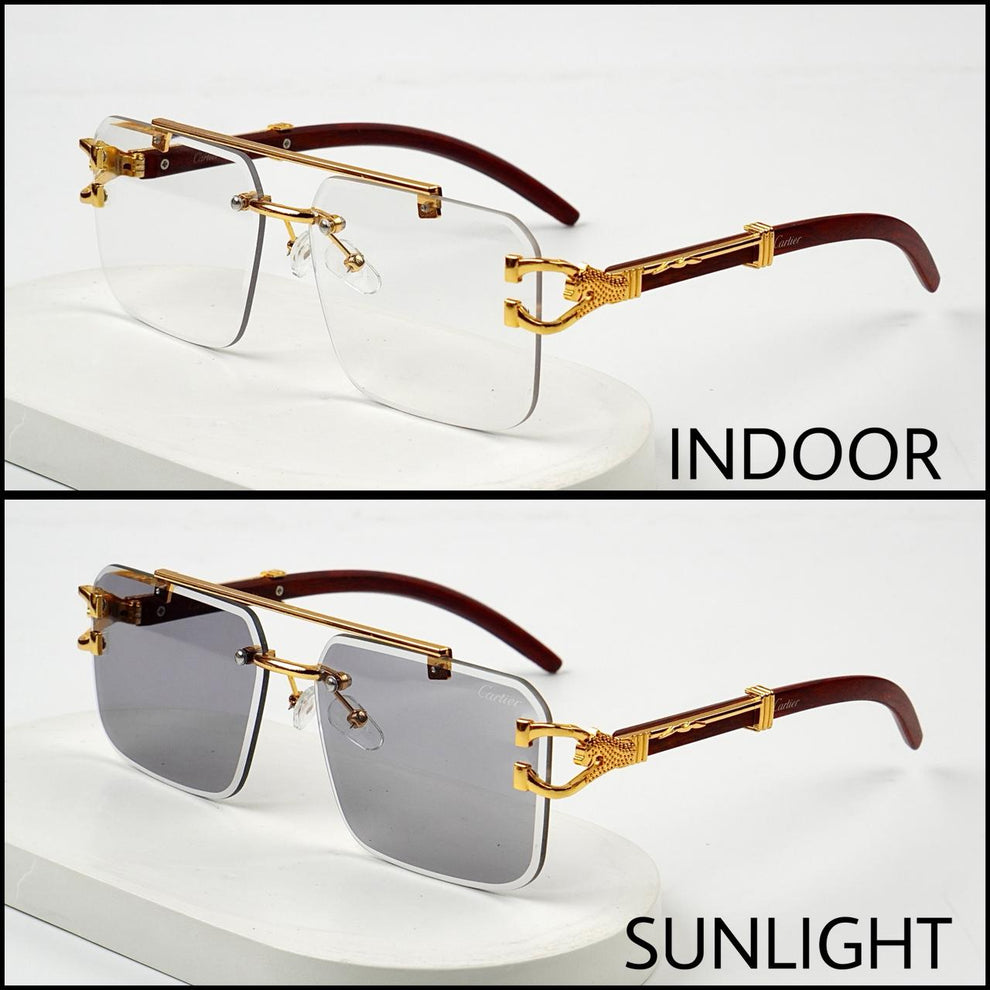 Transition Black Rimless Glasses