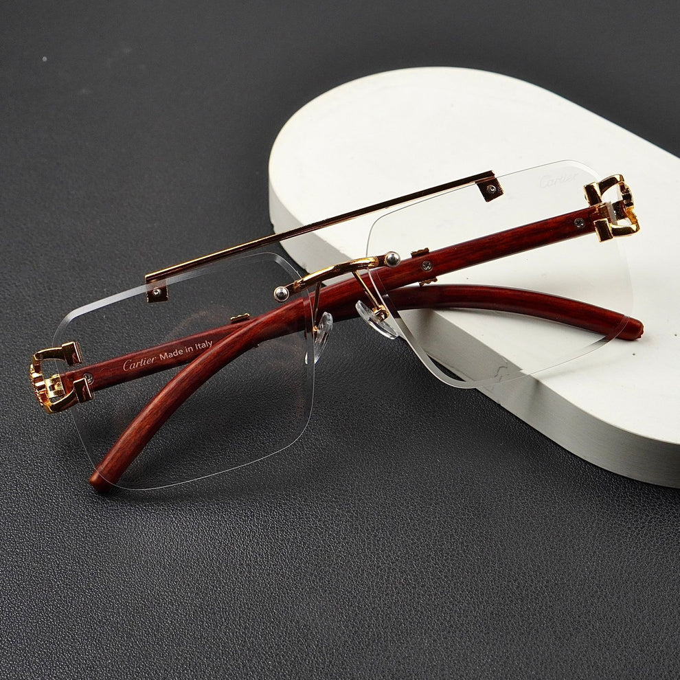 Transition Black Rimless Glasses