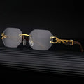 Vintage Wood--Metal Framed Leopard Unisex Sunglasses