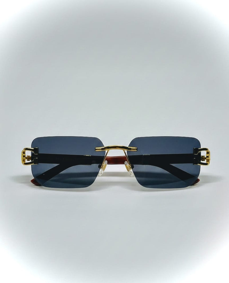 Vintage Wood--Metal Framed Leopard Unisex Sunglasses